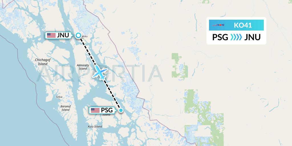 KO41 Komiaviatrans Flight Map: Petersburg to Juneau