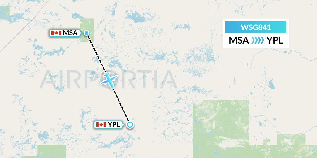 WSG841 Wasaya Airways Flight Map: Muskrat Dam to Pickle Lake