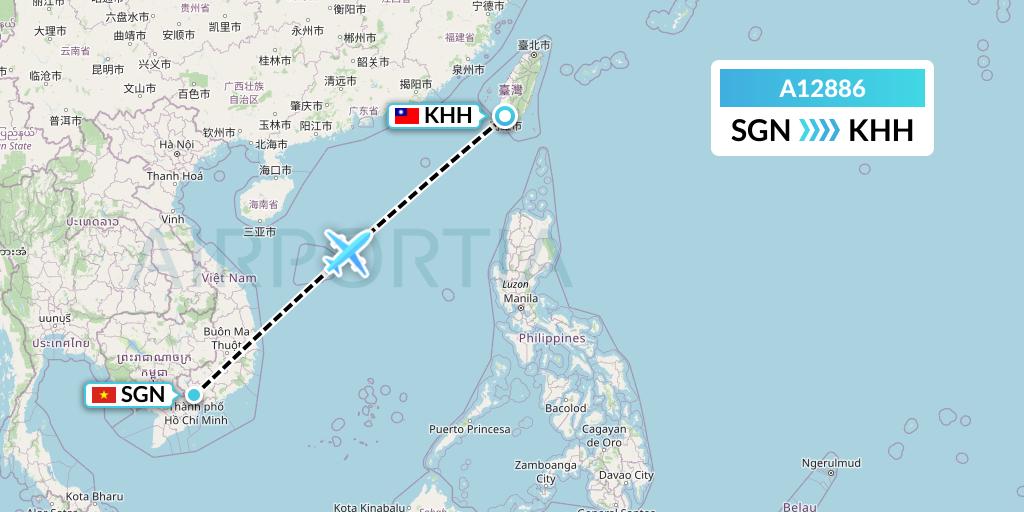 A12886 A.p.g. Distribution Systems Flight Map: Ho Chi Minh City to Kaohsiung