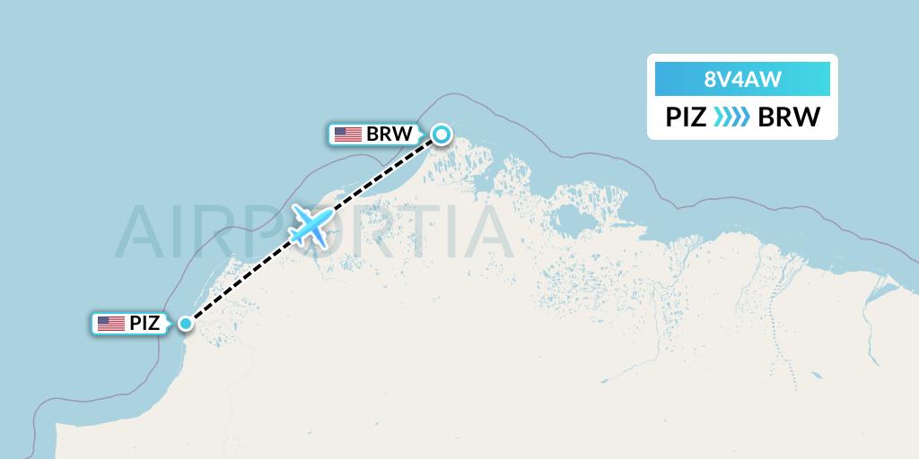 8V4AW Wright Air Service Flight Map: Point Lay to Barrow