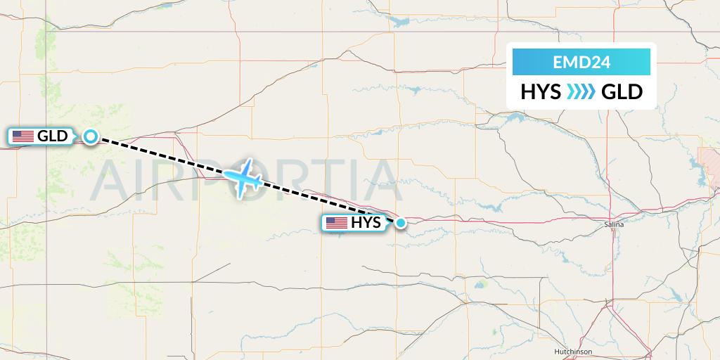 EMD24 Eaglemed Flight Map: Hays to Goodland