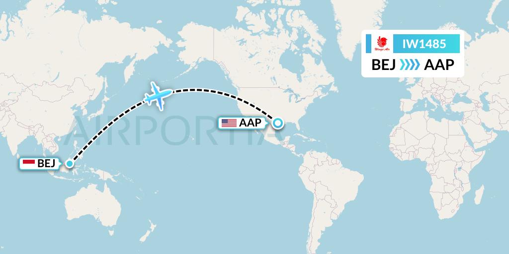 IW1485 Wings Air Flight Map: Kalimarau to Houston