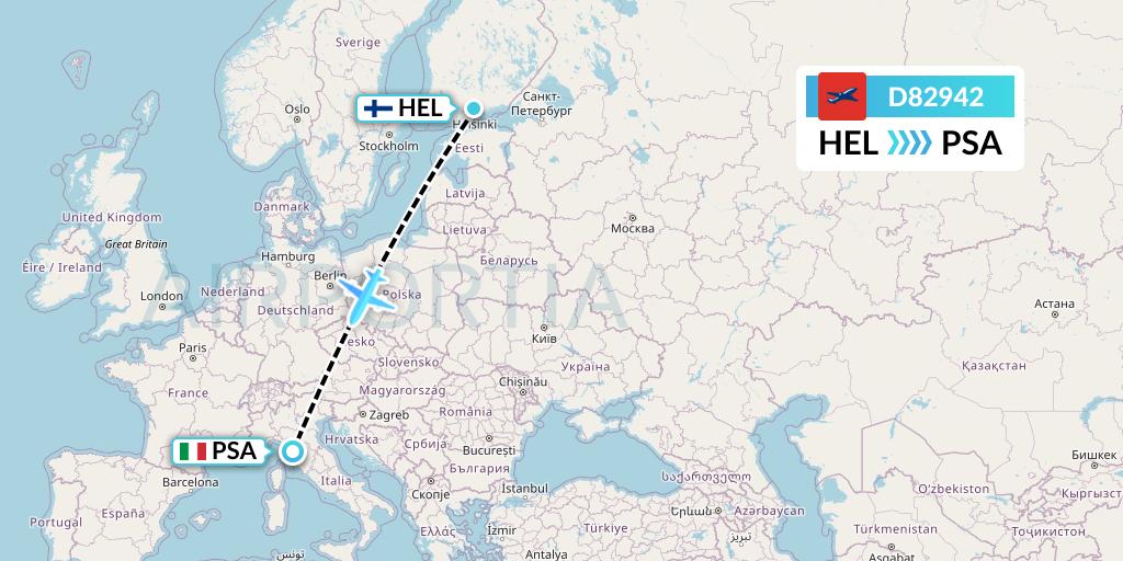 D82942 Norwegian Air International Flight Map: Helsinki to Pisa