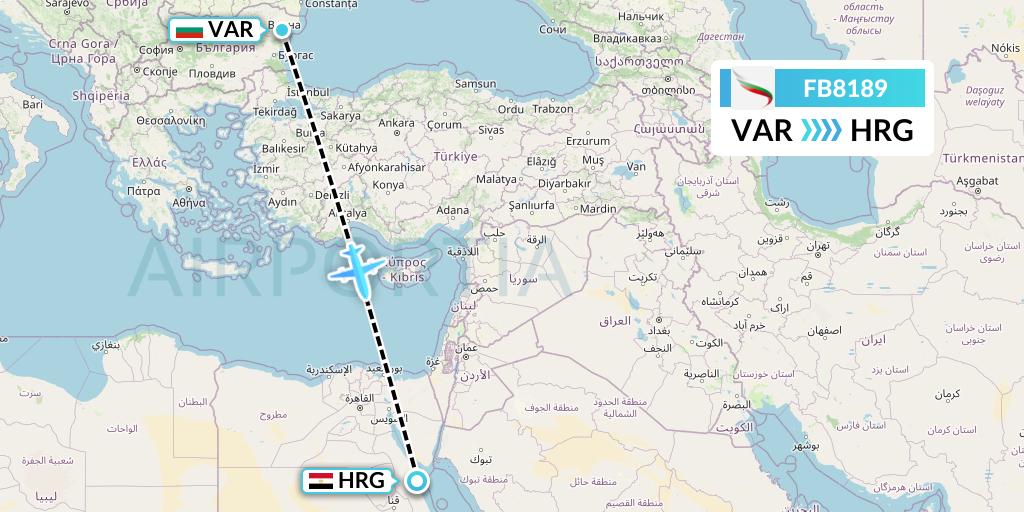 FB8189 Bulgaria Air Flight Map: Varna to Hurghada