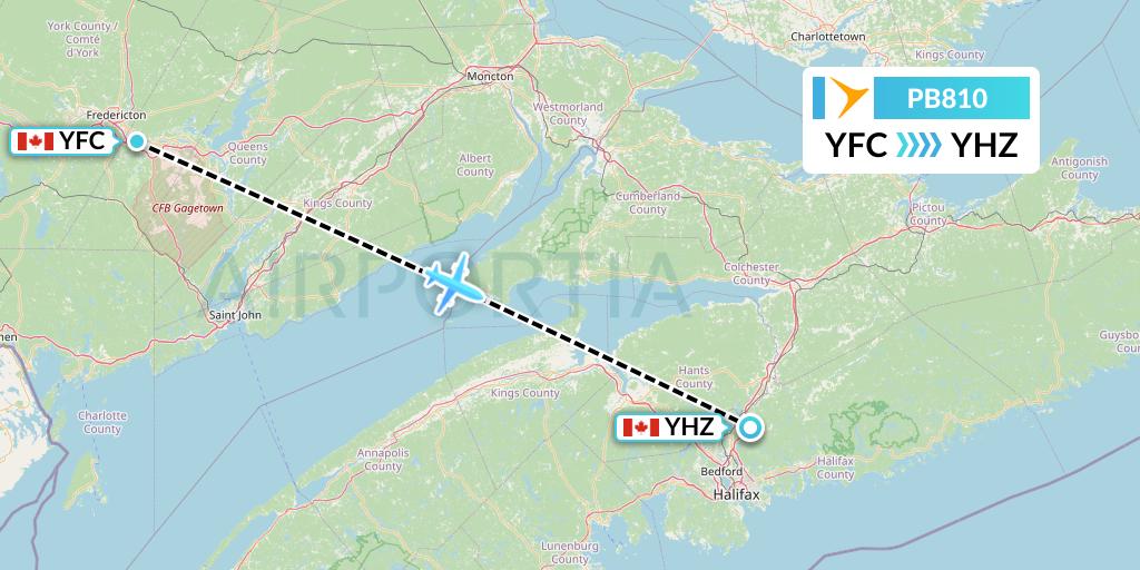 PB810 PAL Airlines Flight Map: Fredericton to Halifax