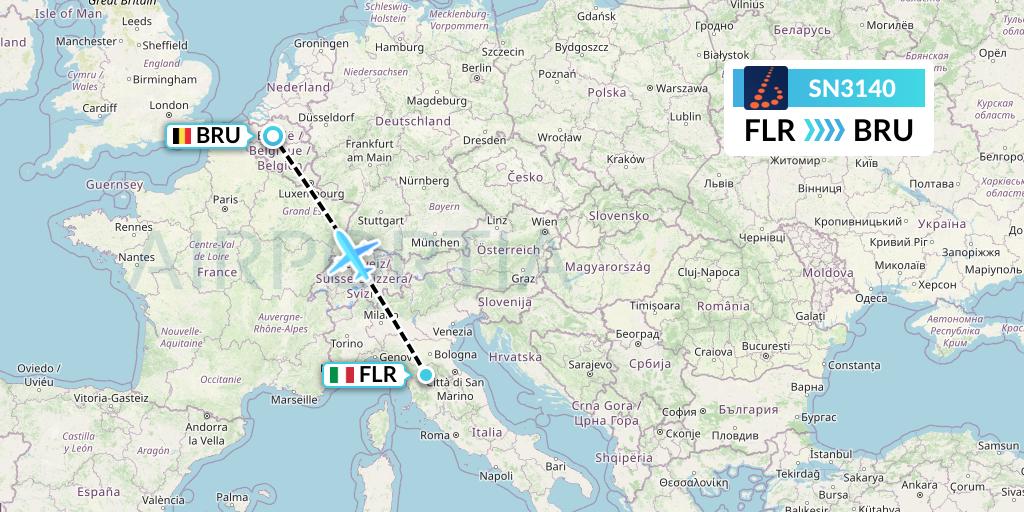 SN3140 Brussels Airlines Flight Map: Florence to Brussels