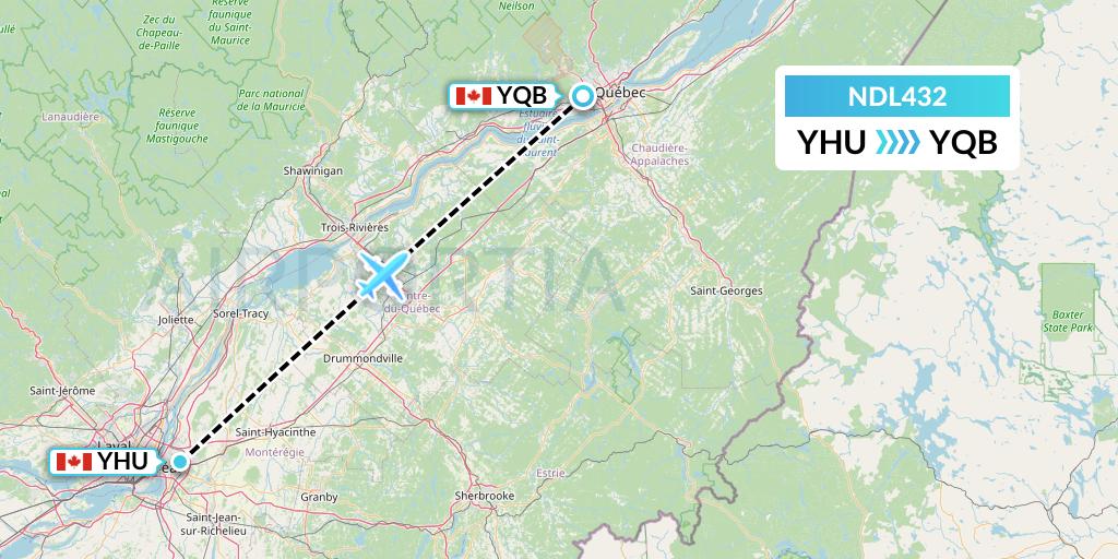 NDL432 Chrono Aviation Flight Map: Montreal to Quebec