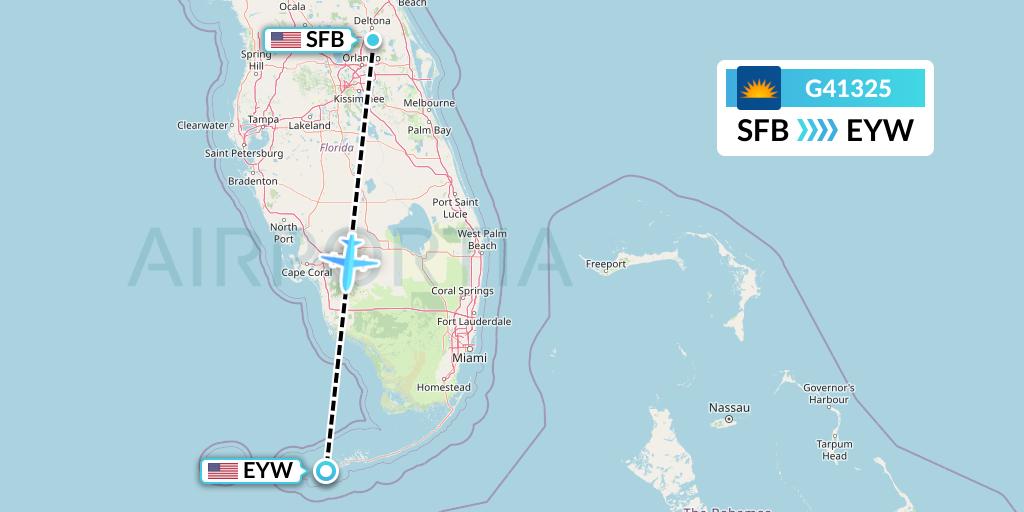 G41325 Allegiant Air Flight Map: Orlando to Key West