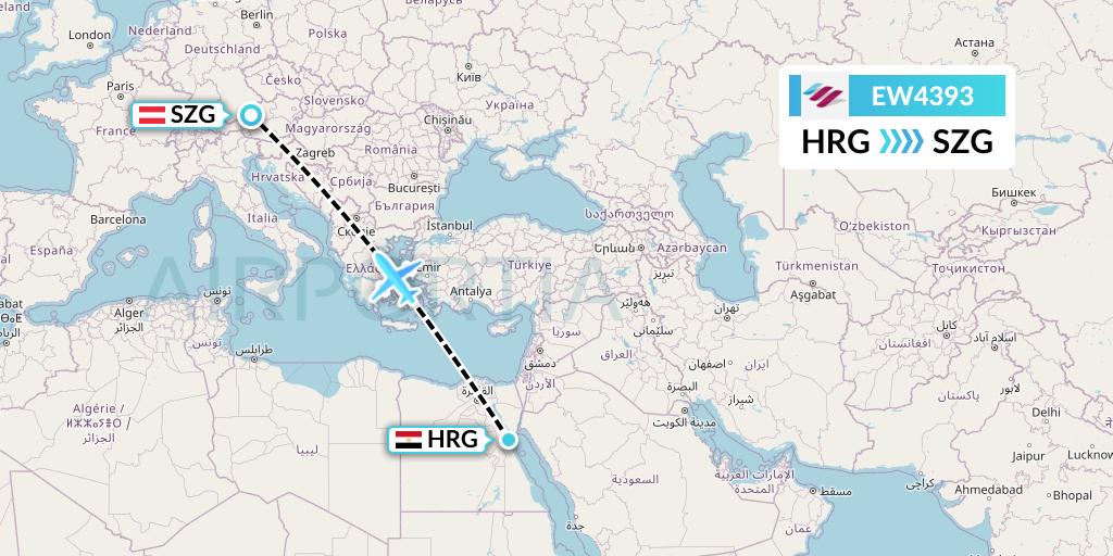EW4393 Eurowings Flight Map: Hurghada to Salzburg