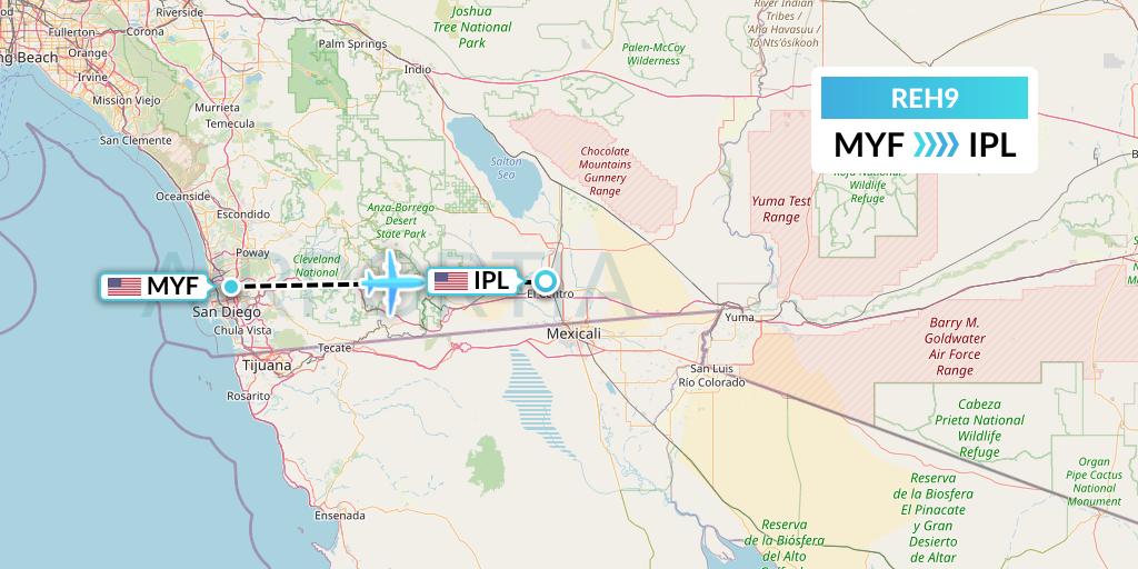 REH9 Reach Air Medical Services Flight Map: San Diego to Imperial