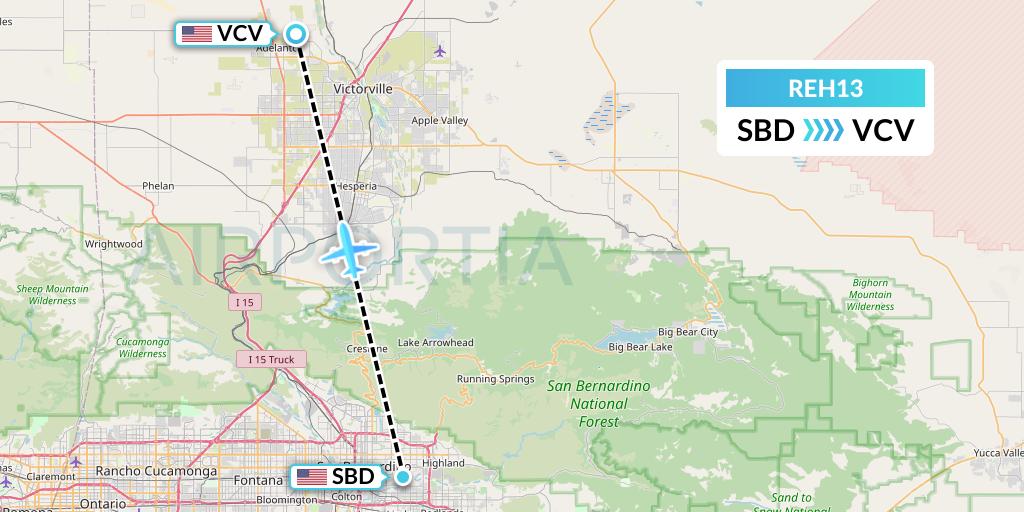 REH13 Reach Air Medical Services Flight Map: San Bernardino to Victorville
