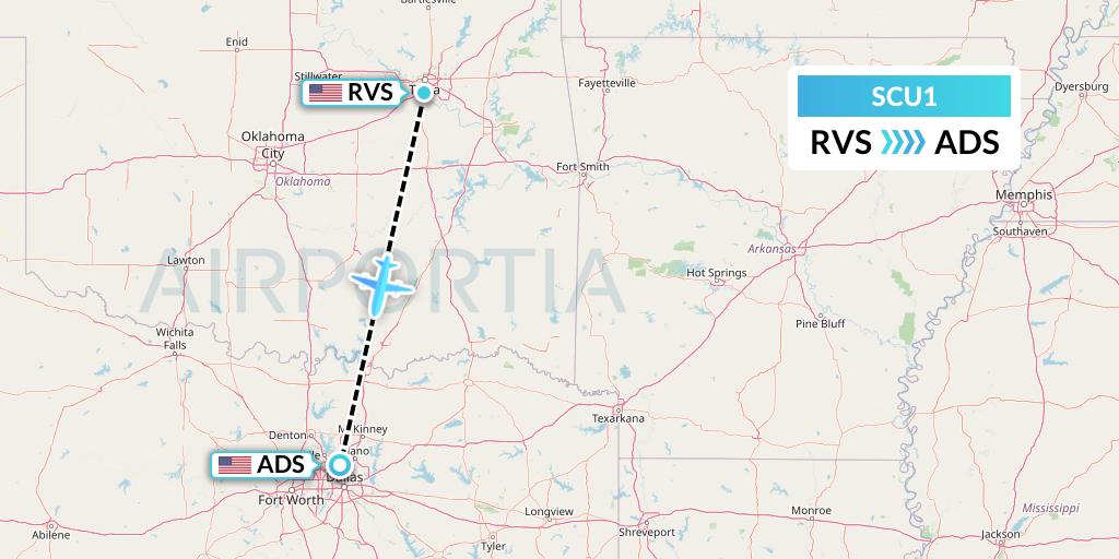 SCU1 Air Scorpio Flight Map: Tulsa to Dallas