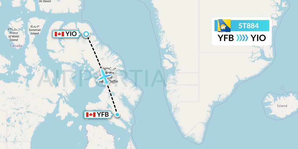 5T884 Canadian North Flight Map: Iqaluit to Pond Inlet