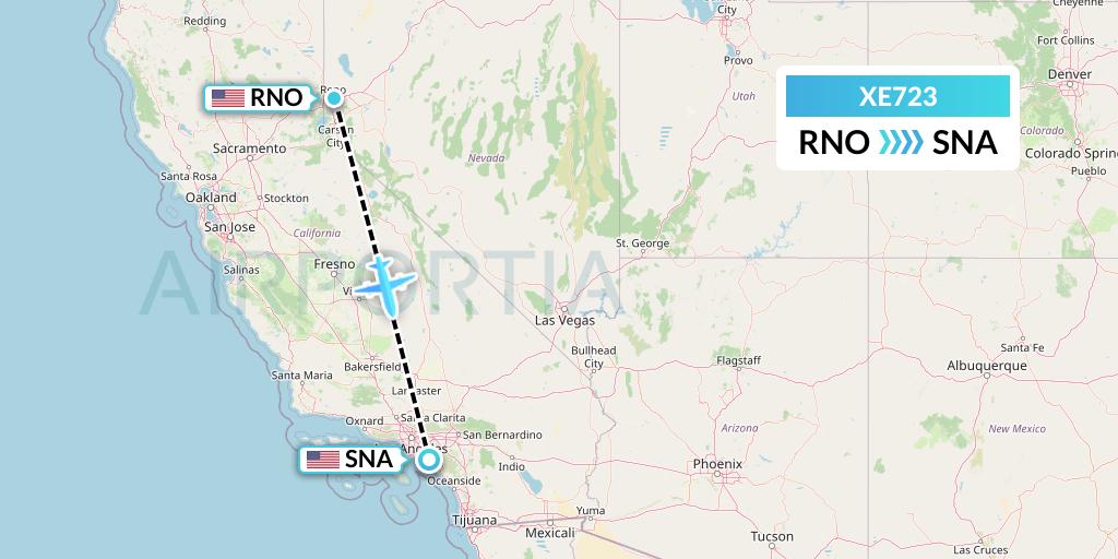 XE723 Jsx Flight Map: Reno to Orange County