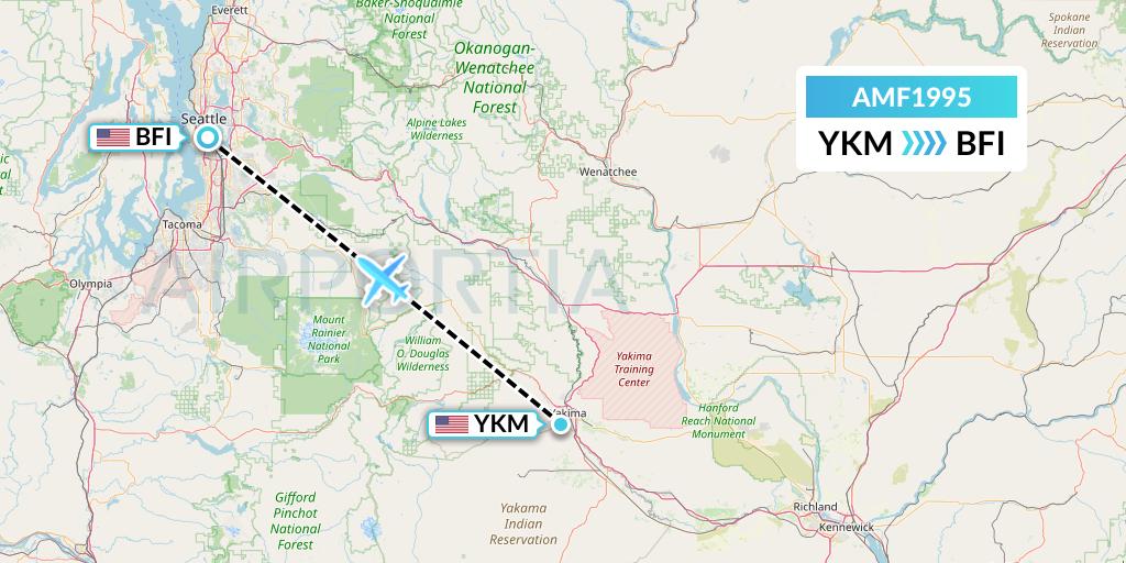 AMF1995 Ameriflight Flight Map: Yakima to Seattle