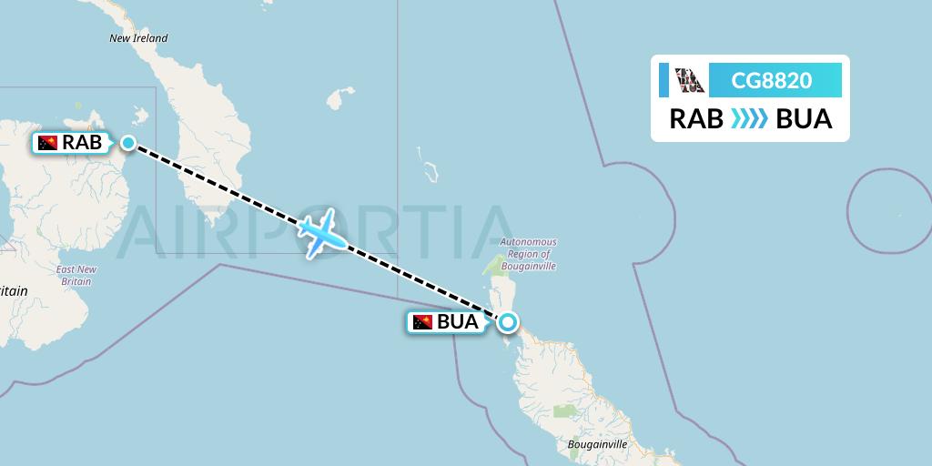 CG8820 Airlines PNG Flight Map: Tokua to Buka Island