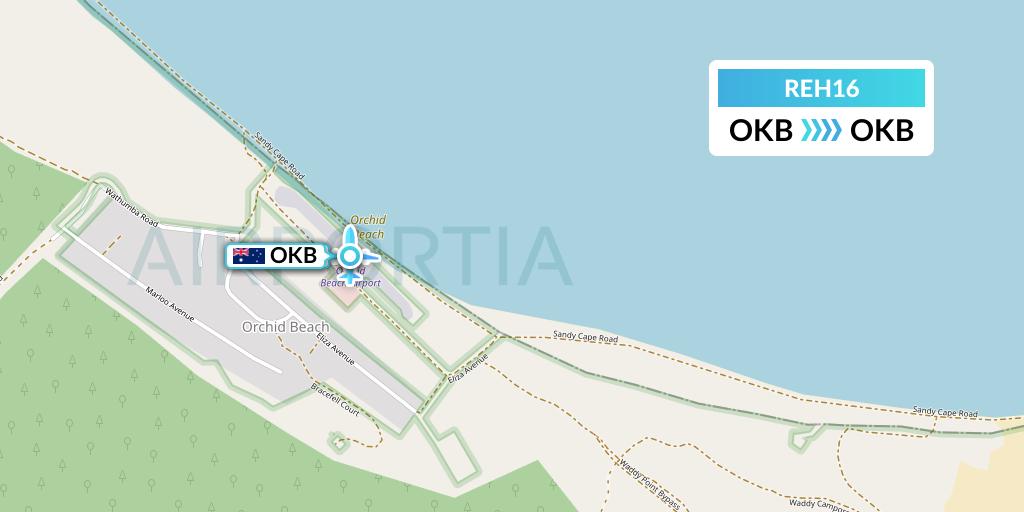 REH16 Reach Air Medical Services Flight Map: Orchid Beach to Orchid Beach