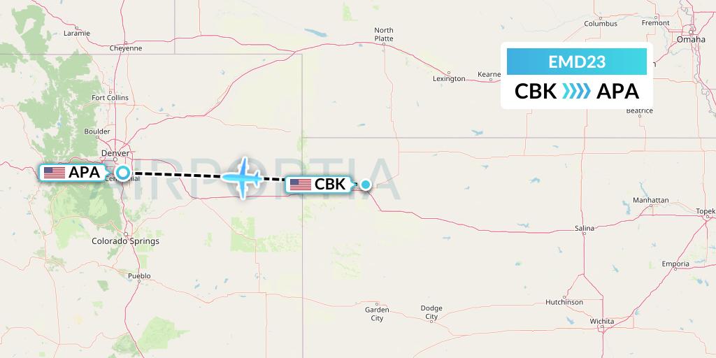 EMD23 Eaglemed Flight Map: Colby to Denver