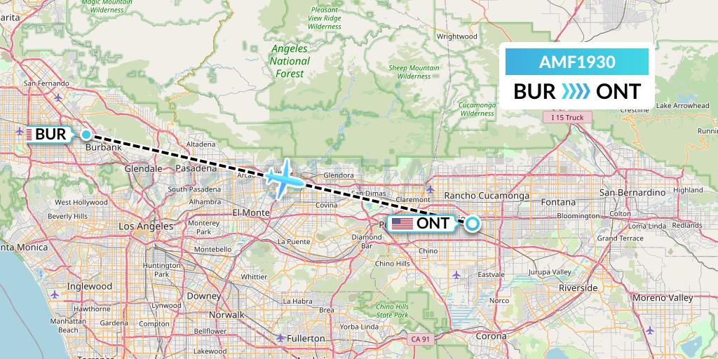 AMF1930 Ameriflight Flight Map: Burbank to Ontario