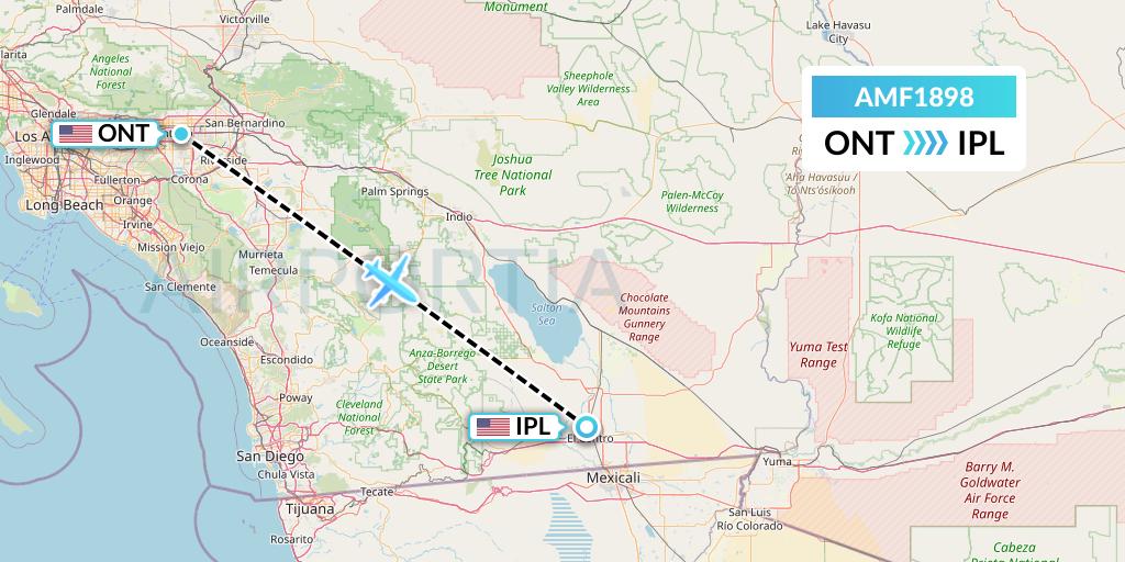 AMF1898 Ameriflight Flight Map: Ontario to Imperial