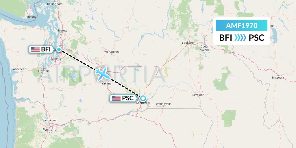AMF1970 Ameriflight Flight Map: Seattle to Pasco
