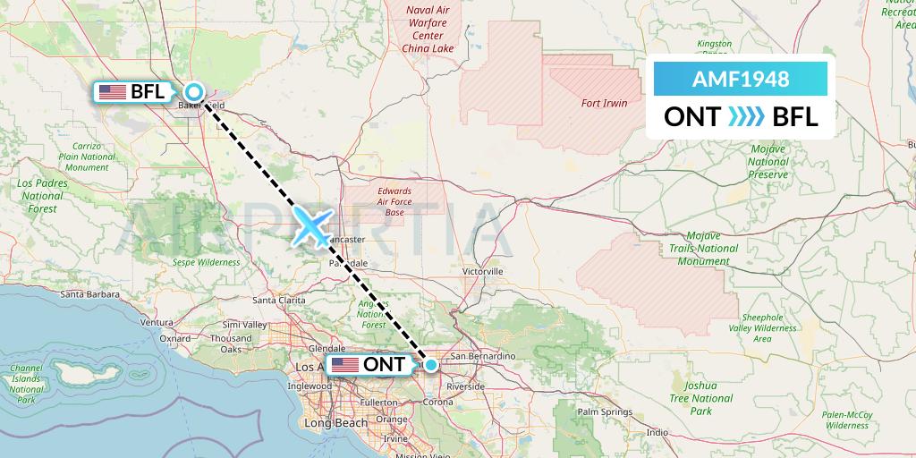 AMF1948 Ameriflight Flight Map: Ontario to Bakersfield