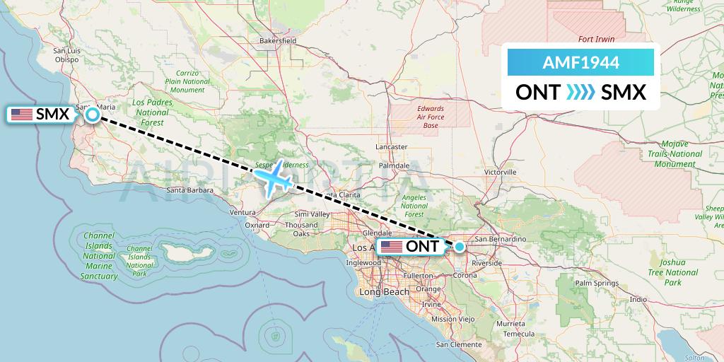 AMF1944 Ameriflight Flight Map: Ontario to Santa Maria