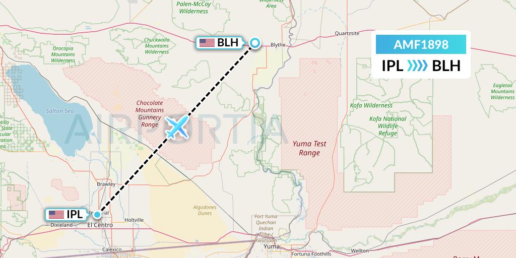 AMF1898 Ameriflight Flight Map: Imperial to Blythe