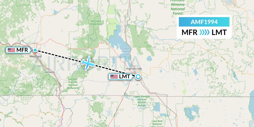 AMF1994 Ameriflight Flight Map: Medford to Klamath Falls