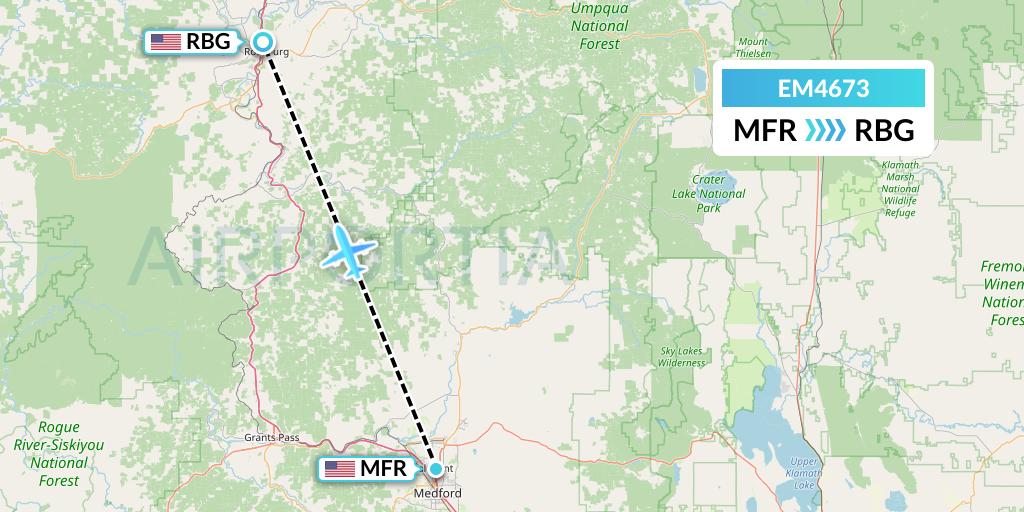 EM4673 Empire Airlines Flight Map: Medford to Roseburg
