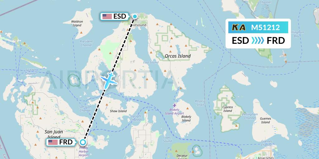 M51212 Kenmore Air Flight Map: Eastsound to Friday Harbor