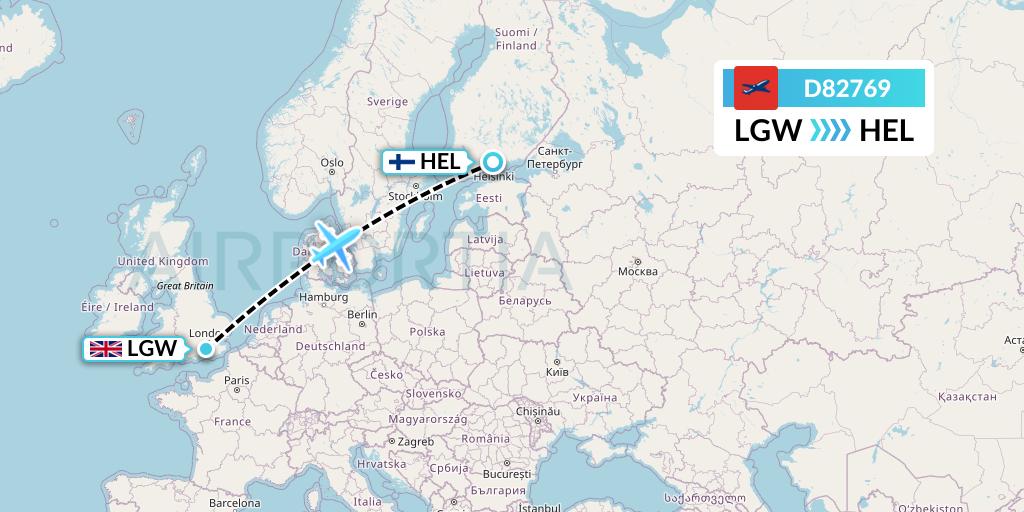 D82769 Norwegian Air International Flight Map: London to Helsinki