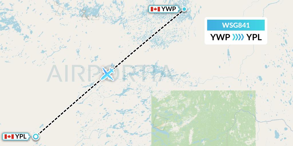 WSG841 Wasaya Airways Flight Map: Webequie to Pickle Lake