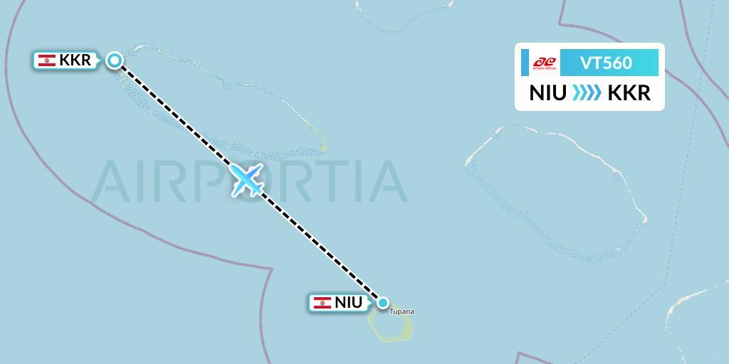 VT560 Air Tahiti Flight Map: Fakarava Niau to Kaukura