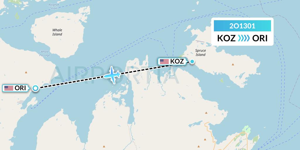 2O1301 Island Air Service Flight Map: Ouzinkie to Port Lions
