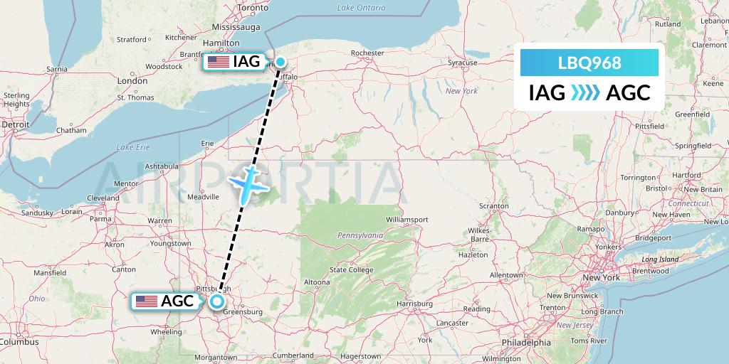 LBQ968 Quest Diagnostics Flight Map: Niagara Falls to Pittsburgh