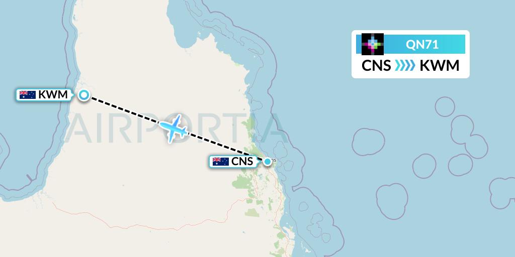 QN71 Skytrans Flight Map: Cairns to Kowanyama