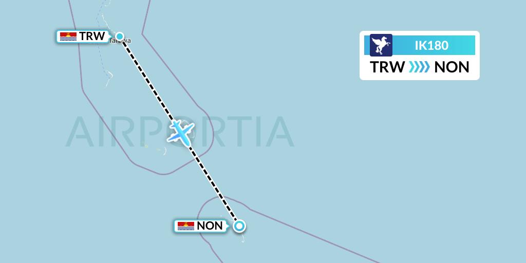 IK180 Air Kiribati Flight Map: Tarawa to Nonouti