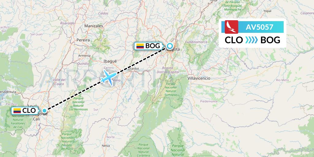 AV5057 Avianca Flight Map: Cali to Bogota