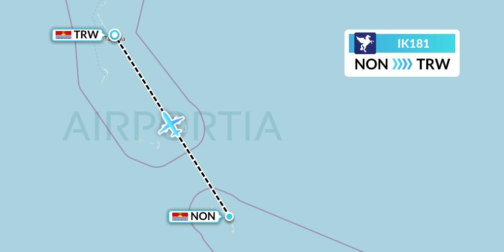 IK181 Air Kiribati Flight Map: Nonouti to Tarawa