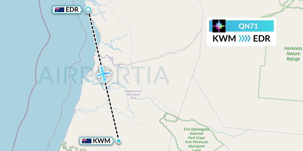 QN71 Skytrans Flight Map: Kowanyama to Australia