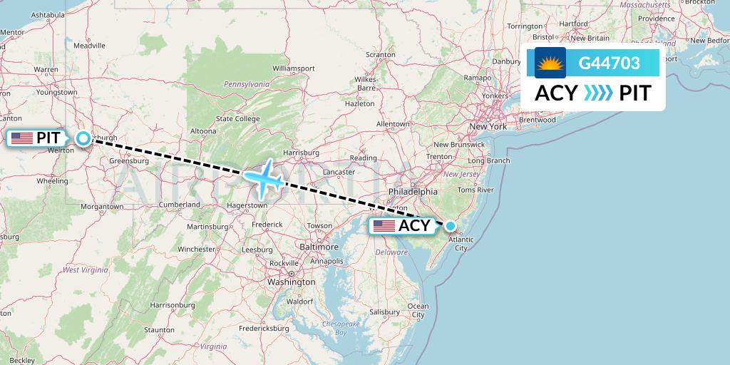G44703 Allegiant Air Flight Map: Atlantic City to Pittsburgh