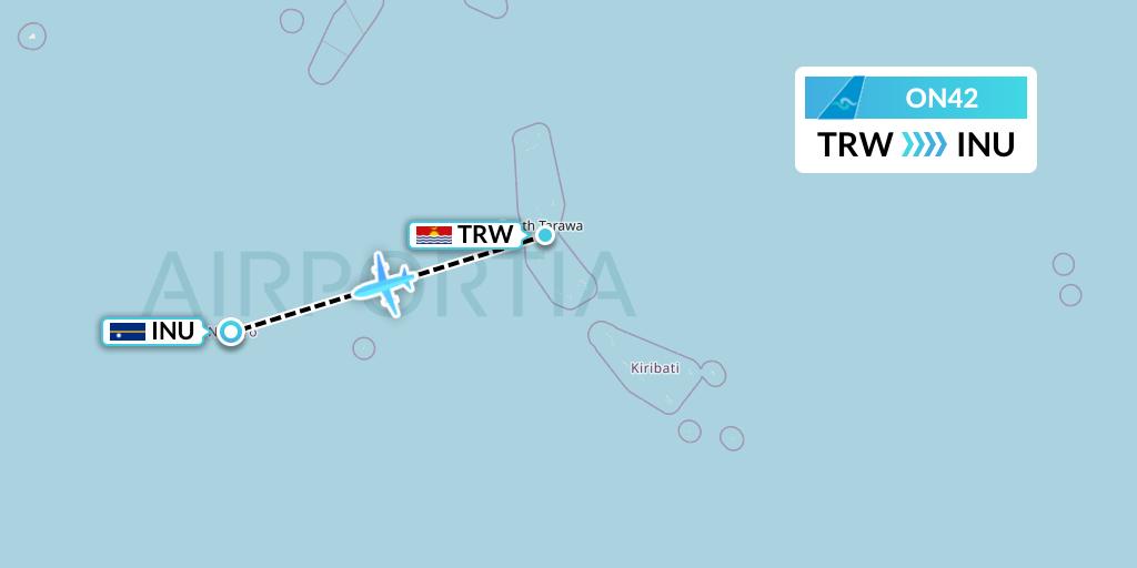 ON42 Nauru Airlines Flight Map: Tarawa to Yaren District