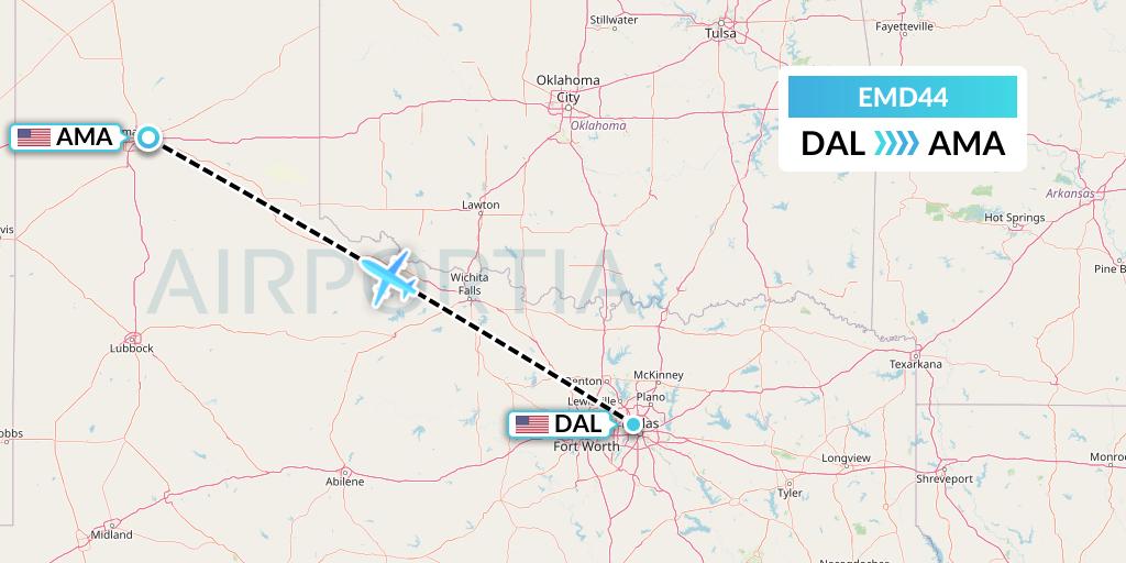 EMD44 Eaglemed Flight Map: Dallas to Amarillo