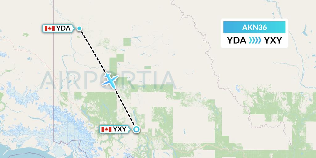 AKN36 Alkan Air Flight Map: Dawson City to Whitehorse