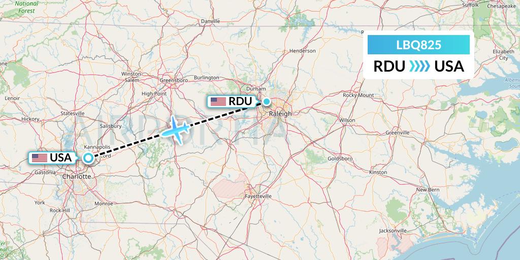 LBQ825 Quest Diagnostics Flight Map: Raleigh-Durham to Concord