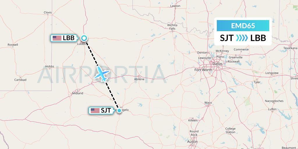 EMD65 Eaglemed Flight Map: San Angelo to Lubbock