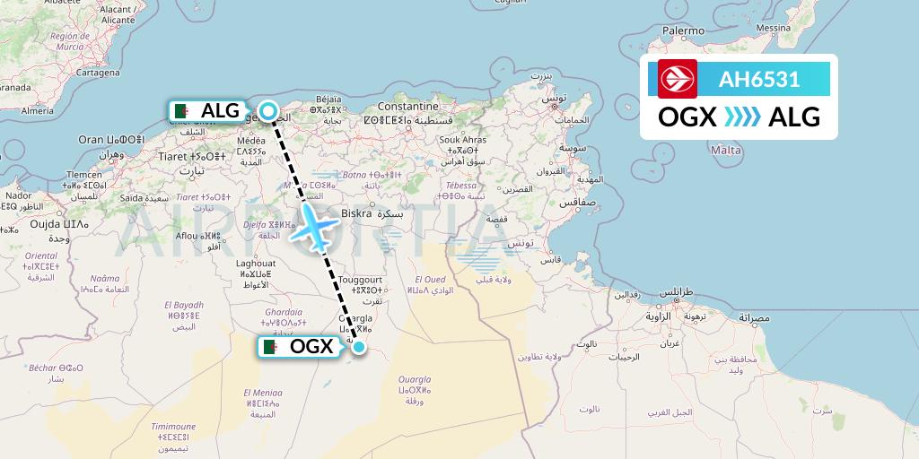 AH6531 Air Algerie Flight Map: Ouargla to Algiers