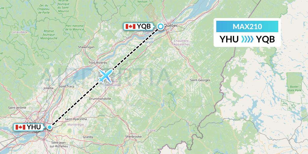 MAX210 Max Aviation Flight Map: Montreal to Quebec
