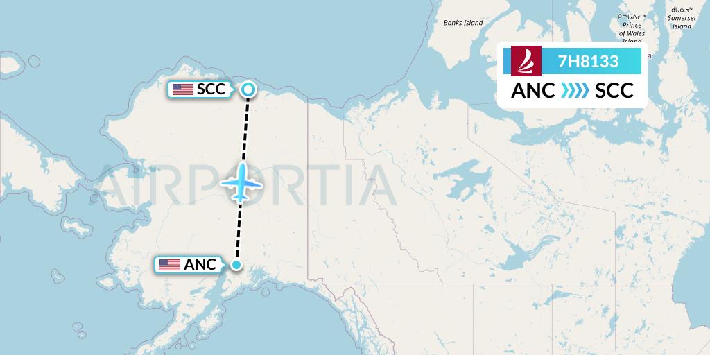 7H8133 Ravn Alaska Flight Map: Anchorage to Deadhorse